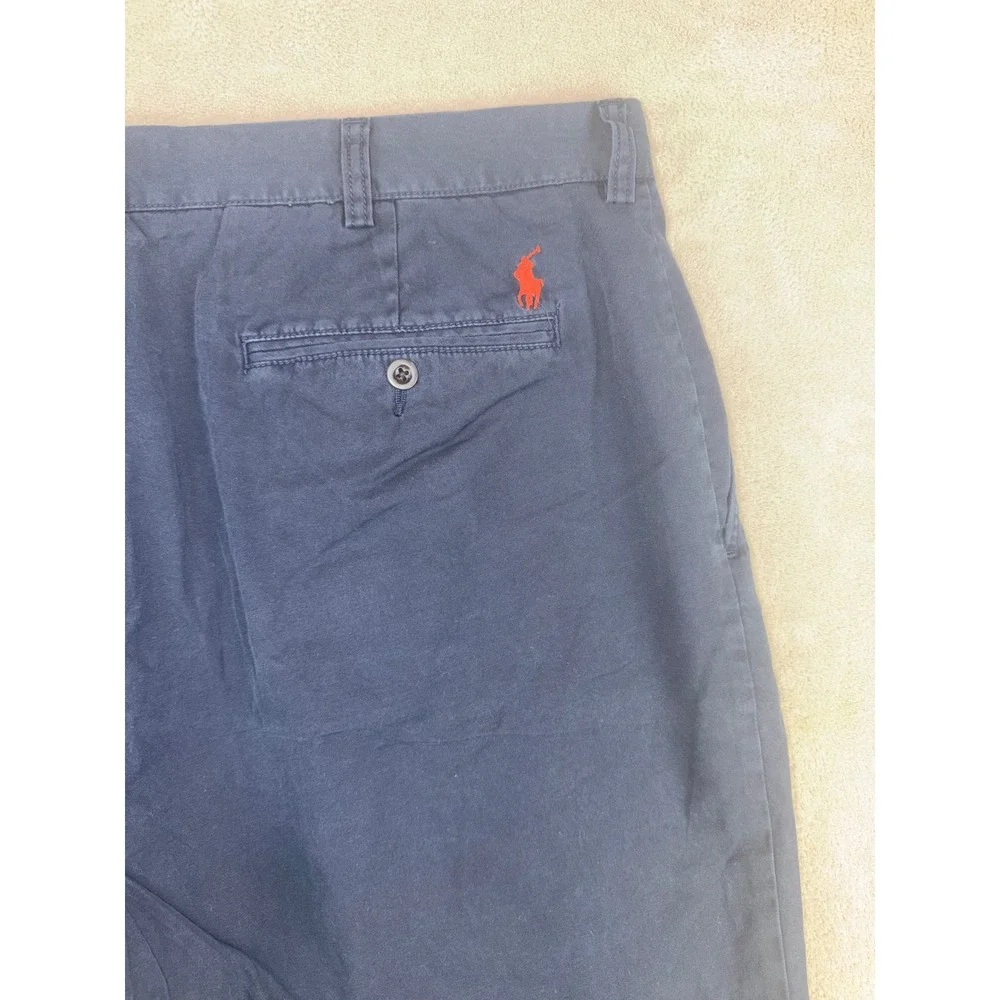 Polo Ralph Lauren Mens Navy Blue Cotton Chino Shorts Size 40 Red Pony Logo